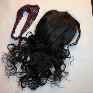 18”Wavy Black High Quality Unprocessed Human Hair Clip In Wig